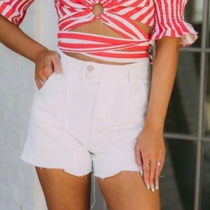 Raw Edge White Denim Short
